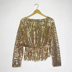 Endless Rose Gold Sequin Long Sleeve Blouse Size Small NWT